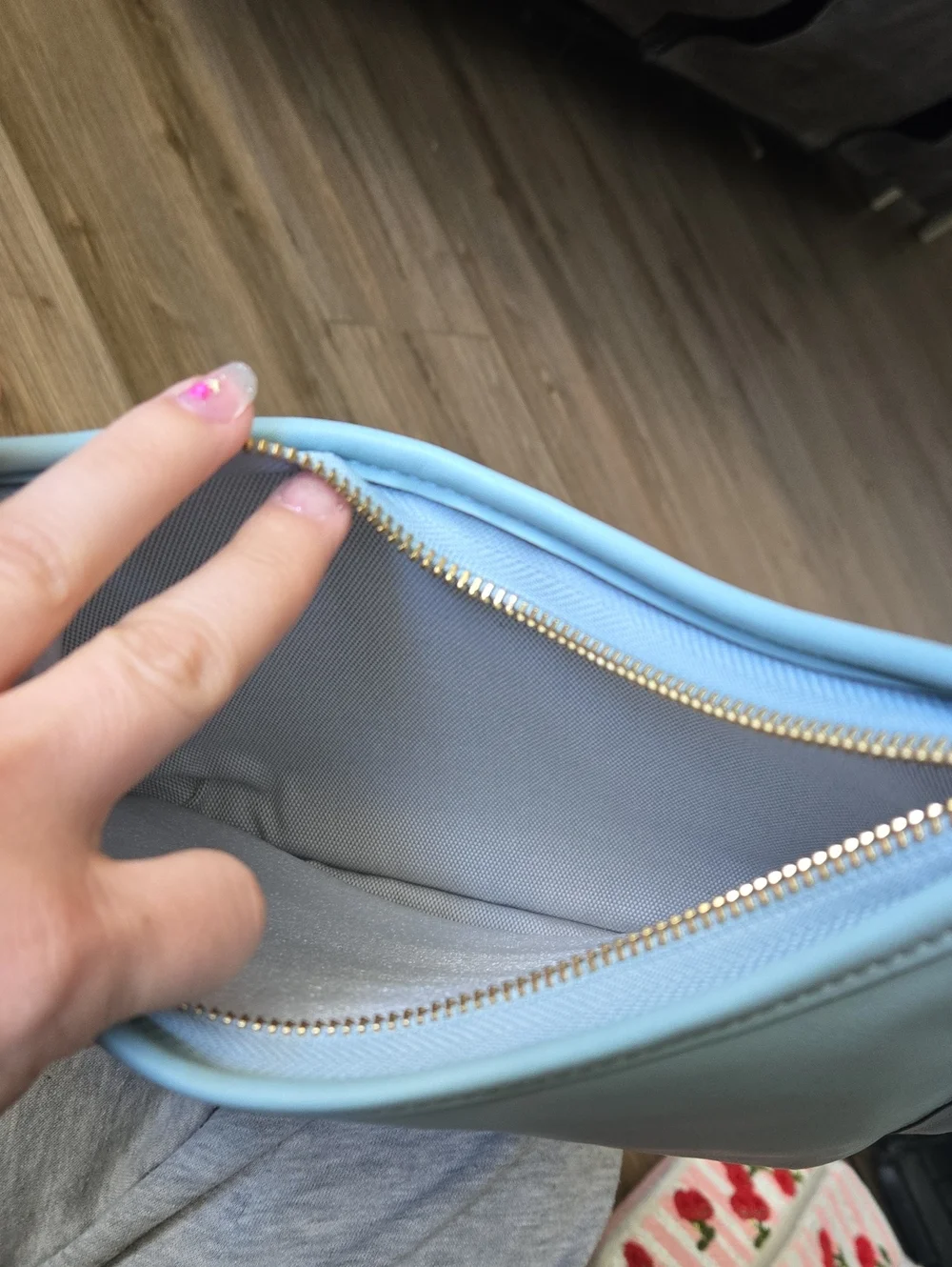 Coach Light Blue Curve Zip Shoulder Bag